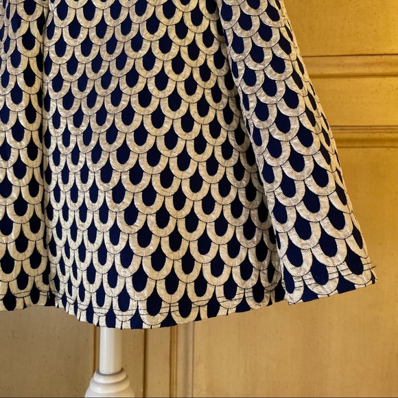 NWT Anthropologie Eight Sixty Blue Gold Dress SZ M - Picture 7 of 9